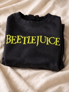 Beetlejuice Graphic Crewneck Sweater - Black with Lime Text